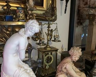 LARGE 3FT  ORIGINAL MATHURIN MOREAU BISQUE SCULPTURE 