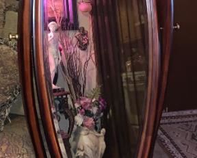 VINTAGE WOODEN BOMBAY SWIVEL MIRROR  $70