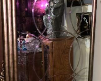 6.5FT  BEVELED GLASS CUT CIRCLED MIRROR. VERY THICK FRAME..EXCELLENT CONDITION...NOT LIGHTWEIGHT ... $350