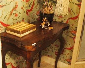Great Vintage Game Table, Italian tole box and candle holder