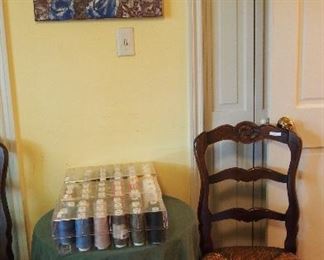 One of 3 vintage ladder back chairs