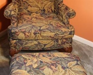 Wing back chair and ottoman.  