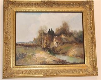 We have three beautiful paintings by German listed artist,  Willi Bauer.  "Grain Mill In Forest"