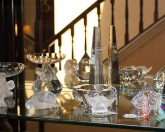 Lalique and Baccaret pieces.  