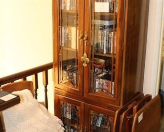 Glass front cabinet.