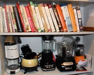 Cookbooks and small appliances. 
