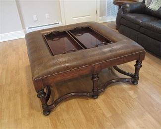 Designer Coffee Table Leather and Tray Tops