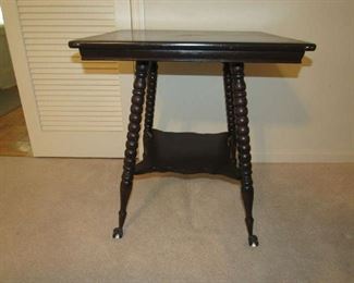 Antique table with glass ball feet