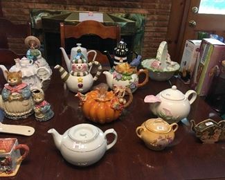 collection of tea pots