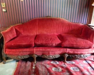 Victorian Red Velvet Sofa
