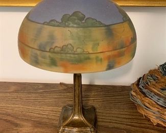 Antique reverse painted lamp