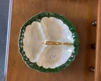 divided ceramic bowl with gold