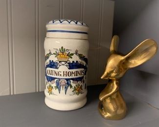 brass mouse, salt shaker