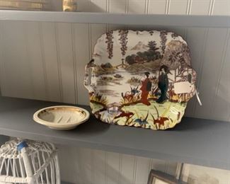 vintage painted serving plate