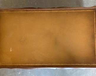 solid wood leather covered coffee table