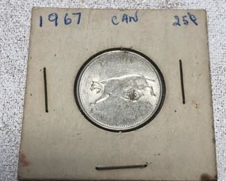 1967 Canadian 25 cent piece