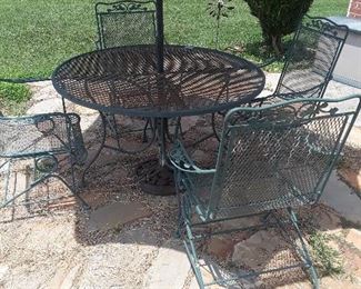 metal patio set with umbrella