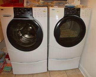 Kenmore washer and dryer on pedestals