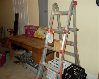 ladder, library table, misc.