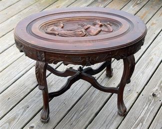 Antique carved wood table 