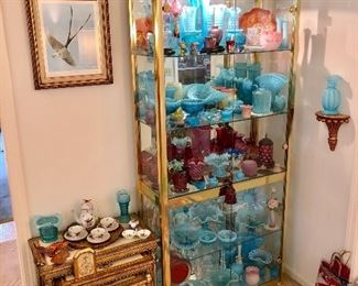 Large selection of antique and collectible glassware, pottery and china: Fenton, hobnail, opalescent, carnival, Lladro, Belleek, Murano, Royal Doulton, Rosenthal, Royal Albert, Van Briggle, Roseville, Weller, Frankoma, etc.