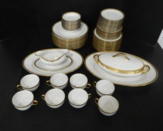 Sixty-Two Pieces of Limoges AF France Gold Band China