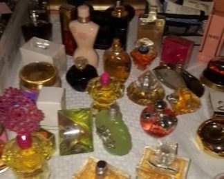 Full size and miniature perfume bottles