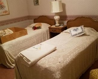 twin beds, vintage wedding gown, quilt and more