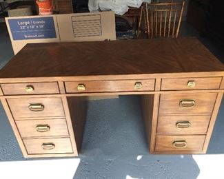 vintage desk with brass fittings