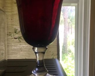 Set of six pretty red vintage stemware