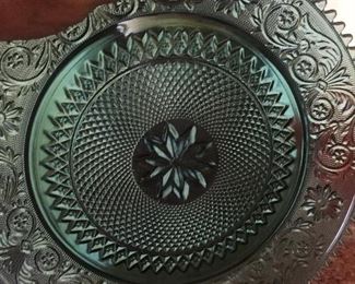 Large blue/green pressed glass (2)