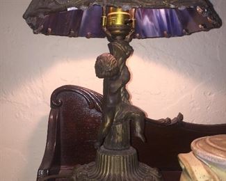 Nice early slag glass lamp