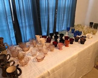Unusual mugs and Depression Glass