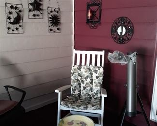 Rocker chair and Telescope, metal decor