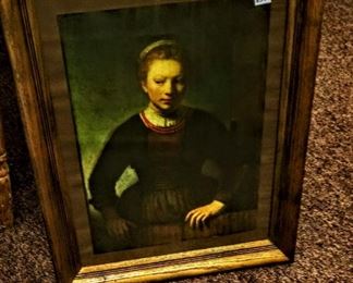 FRAMED PRINT OF REMBRANDT'S "LADY AT THE WINDOW"