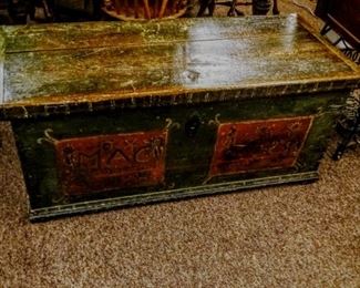 GERMAN PAINTED CHEST FROM THE 1800'S