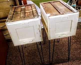 REPURPOSED END TABLES WITH HAIRPIN LEGS
