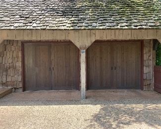 Cedar clad single garage doors