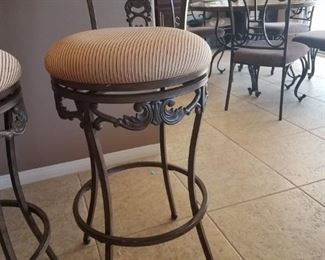 Beautiful set of 4 bar stools with comfortable upholstered seats and solid wood & metal construction.  $200 for Set of 4