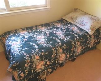 Twin Bed Springboard and Mattress, comforter set with pillow. No frame.