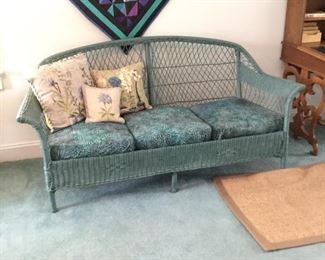 Green wicker sofa