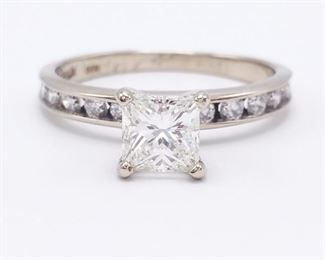 1.5 CT Princess Cut Diamond Ring in 14k White Gold