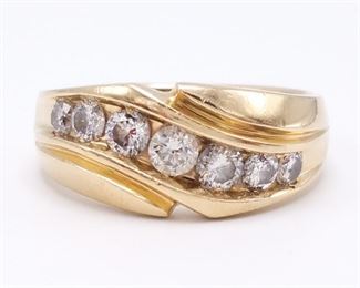 Men's 14k Yellow Gold Diamond Wedding Ring