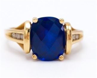 Stunning Sapphire and Diamond Estate Ring in 10k Yellow Gold