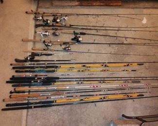 Fishing poles with and without reels