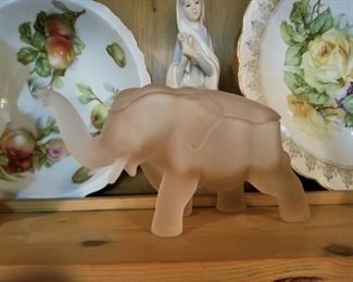 Vintage Chantilly frosted pink glass elephant box ( sold)
