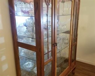 gorgeous lighted glass on three sides hand made cabinet