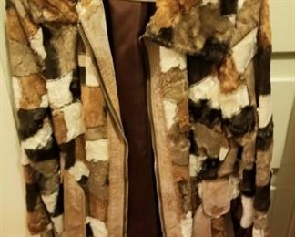 patchwork leather and fur coat from the 70's