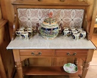 Vintage German punch bowl set with cups