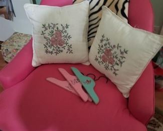 cute mid century style hot pink chair